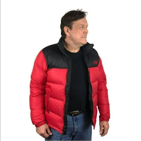 The North Face Mens Nuptse 700 Red Black Puffer Jacket Goose Down Insulated Medi - Picture 2 of 14